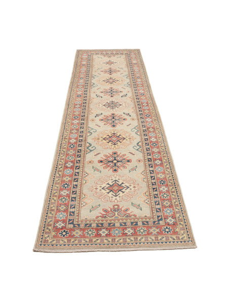Tappeto Kazak Afghanistan 85x294 Beige Blu Scur
