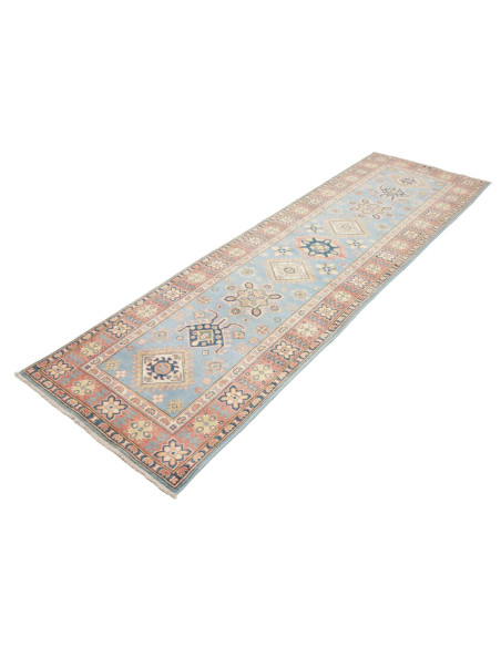 Tappeto Kazak Afghanistan 86x281 Azzurro Cielo