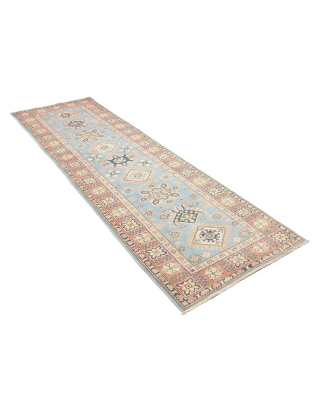 Tappeto Kazak Afghanistan 86x281 Azzurro Cielo