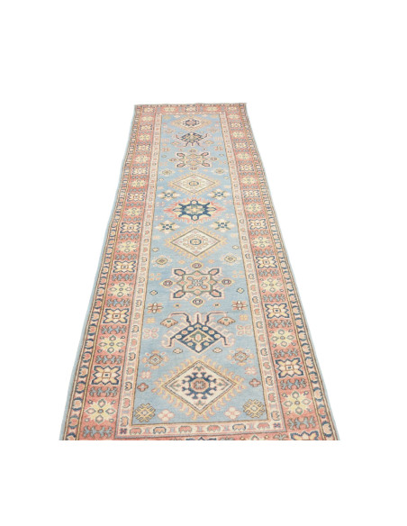 Tappeto Kazak Afghanistan 86x281 Azzurro Cielo
