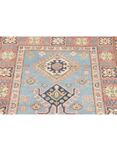 Tappeto Kazak Afghanistan 86x281 Azzurro Cielo