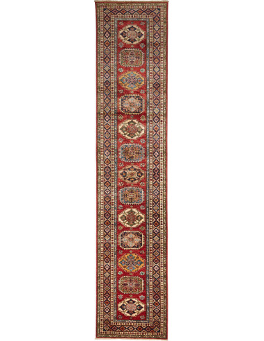 Tappeto Kazak Fine Pakistan 82x400 Rosso Beige