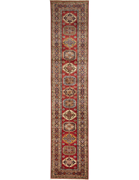 Tappeto Kazak Fine Pakistan 82x400 Rosso Beige