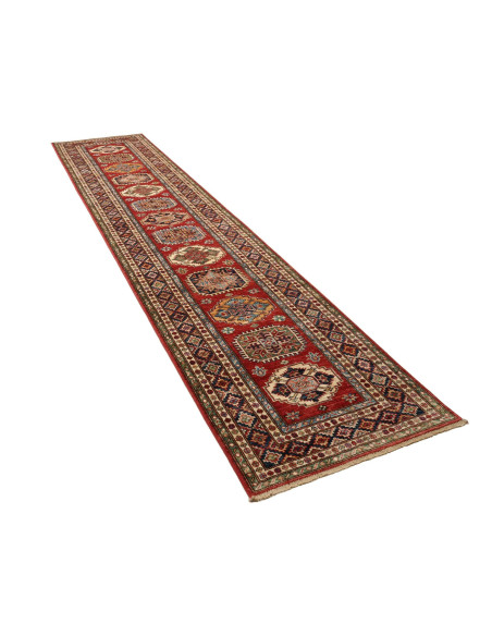 Tappeto Kazak Fine Pakistan 82x400 Rosso Beige