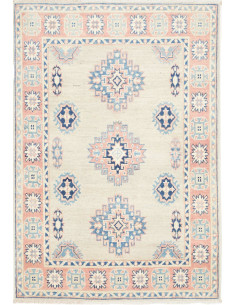 Tappeto Kazak Afghanistan 94x138 Beige Rosa Blu
