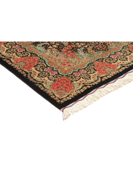 Tappeto Ghom Seta Persia 80x120 Nero Rosa Coral