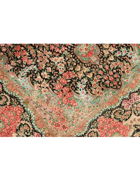 Tappeto Ghom Seta Persia 80x120 Nero Rosa Coral
