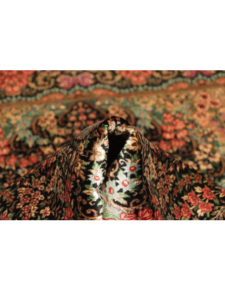 Tappeto Ghom Seta Persia 80x120 Nero Rosa Coral