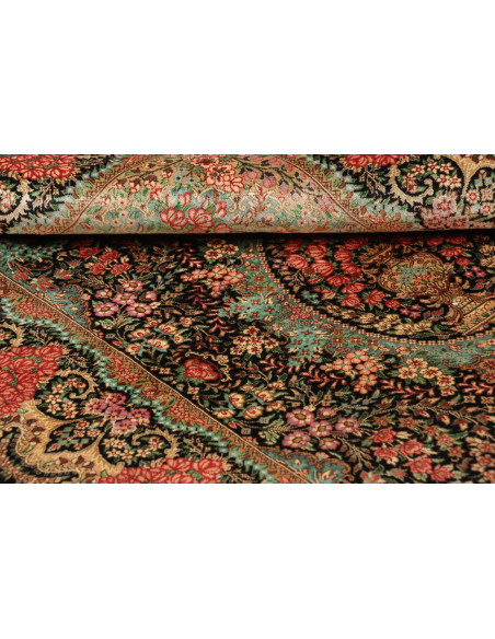 Tappeto Ghom Seta Persia 80x120 Nero Rosa Coral