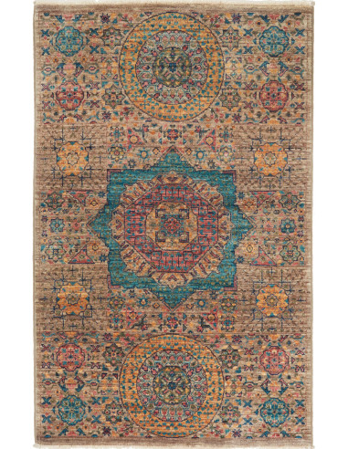 Rug Mamlouk Pakistan 81x125 Beige Brown Teal Bl