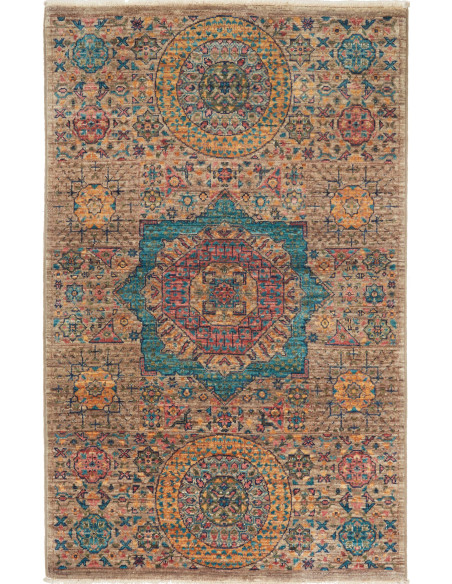 Rug Mamlouk Pakistan 81x125 Beige Brown Teal Bl