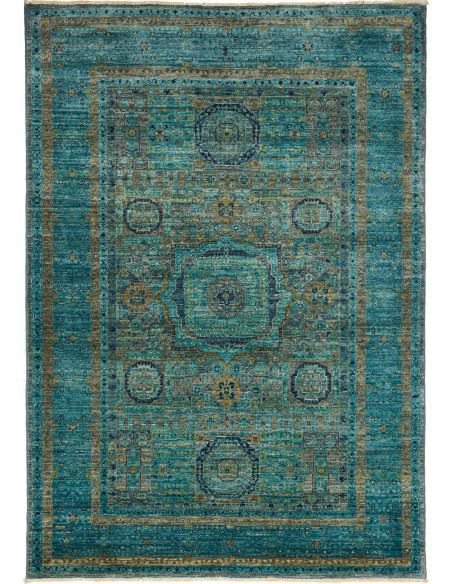 Rug Mamlouk Pakistan 123x179 Teal Gold Deep Blu