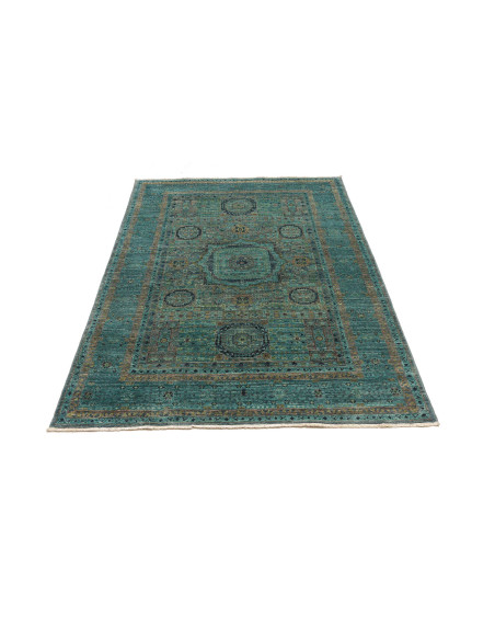 Rug Mamlouk Pakistan 123x179 Teal Gold Deep Blu