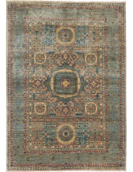 Rug Mamlouk Pakistan 127x183 Teal Beige Rosy Oc