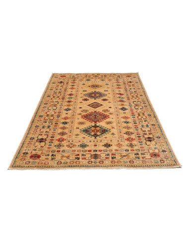 Tappeto Kazak Fine Pakistan 150x209 Beige Rosso