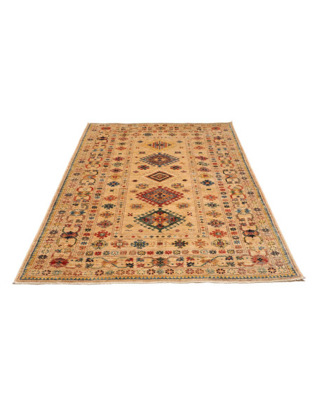Tappeto Kazak Fine Pakistan 150x209 Beige Rosso