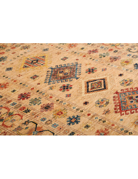 Tappeto Kazak Fine Pakistan 150x209 Beige Rosso