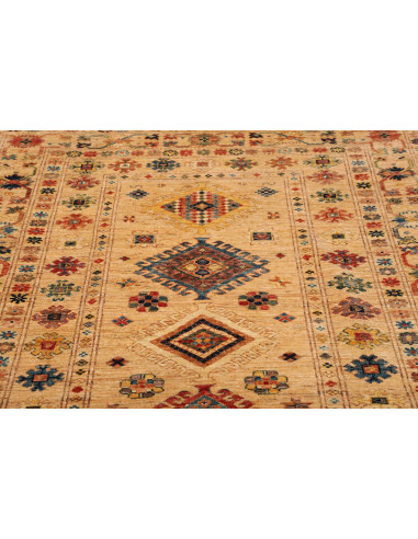 Tappeto Kazak Fine Pakistan 150x209 Beige Rosso