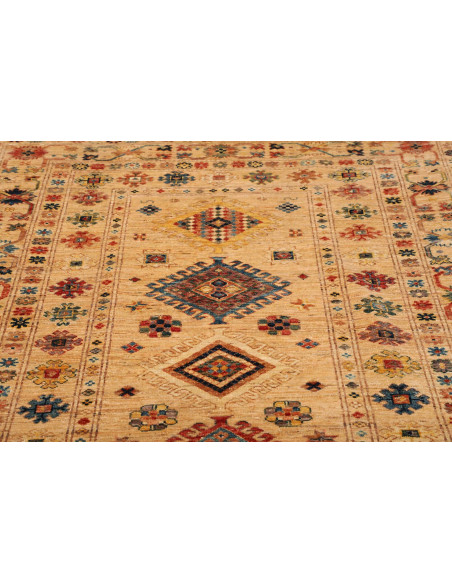 Tappeto Kazak Fine Pakistan 150x209 Beige Rosso