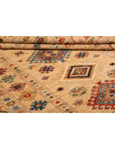 Tappeto Kazak Fine Pakistan 150x209 Beige Rosso