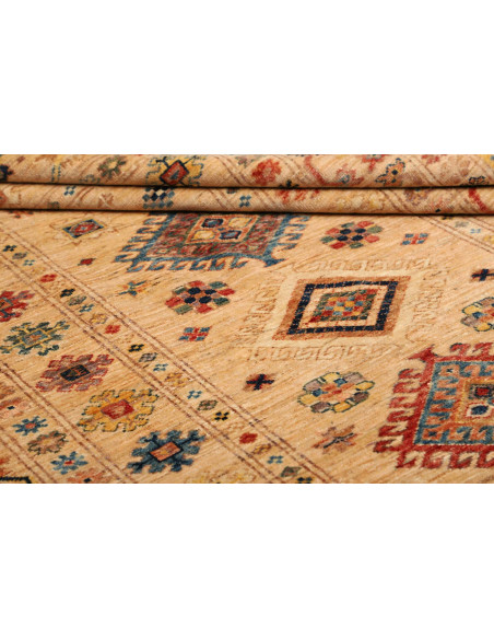 Tappeto Kazak Fine Pakistan 150x209 Beige Rosso