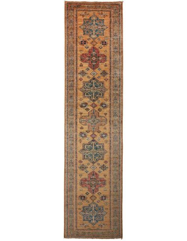 Tappeto Kazak Fine Pakistan 74x303 Ocra Blu Pet