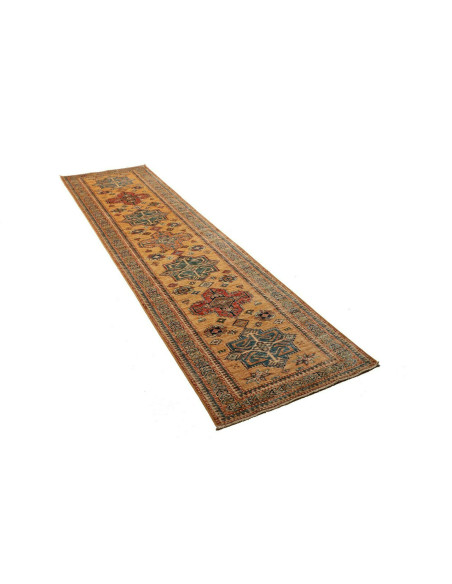Tappeto Kazak Fine Pakistan 74x303 Ocra Blu Pet