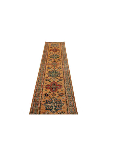 Tappeto Kazak Fine Pakistan 74x303 Ocra Blu Pet