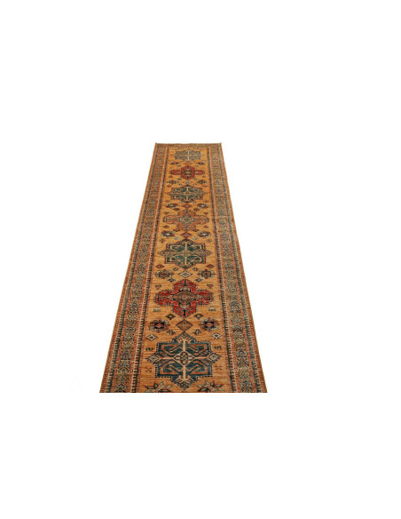 Tappeto Kazak Fine Pakistan 74x303 Ocra Blu Pet