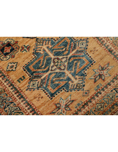 Tappeto Kazak Fine Pakistan 74x303 Ocra Blu Pet
