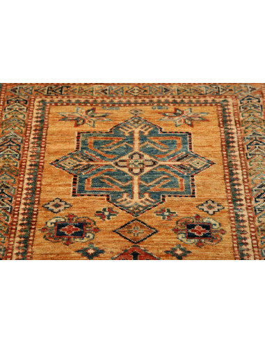 Tappeto Kazak Fine Pakistan 74x303 Ocra Blu Pet