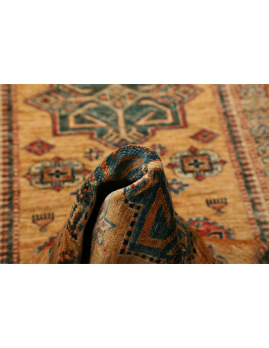 Tappeto Kazak Fine Pakistan 74x303 Ocra Blu Pet