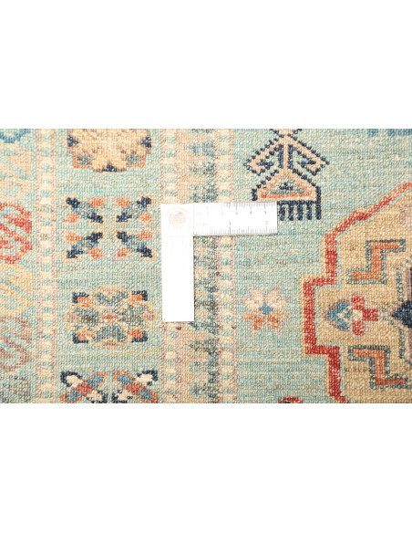Rug Kazak Fine Pakistan 83x250 Turquoise Beige