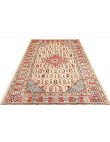 Tappeto Kazak Fine Pakistan 206x299 Crema Rosso