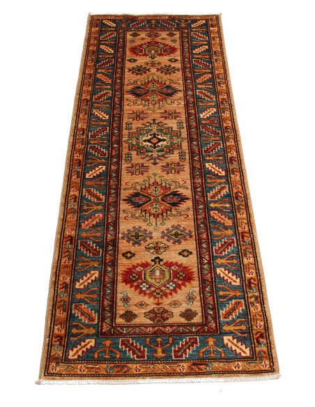 Tappeto Kazak Fine Pakistan 64x179 Beige Blu Ro