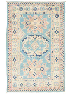 Tappeto Kazak Afghanistan 83x126 Azzurro Crema