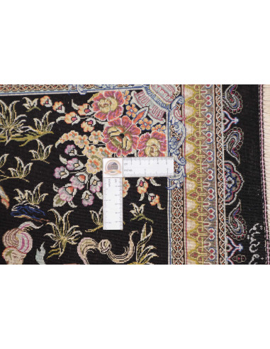 Tappeto Ghom Seta Persia 60x92 Nero Oro Beige R