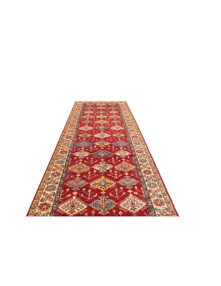 Rug Kazak Fine Pakistan 154x389 Deep Red Cream