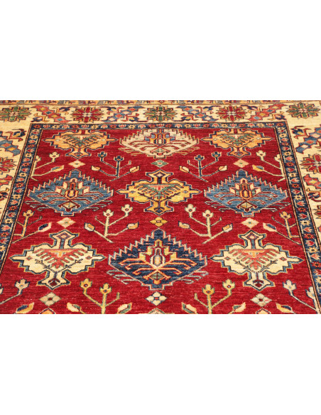 Rug Kazak Fine Pakistan 154x389 Deep Red Cream