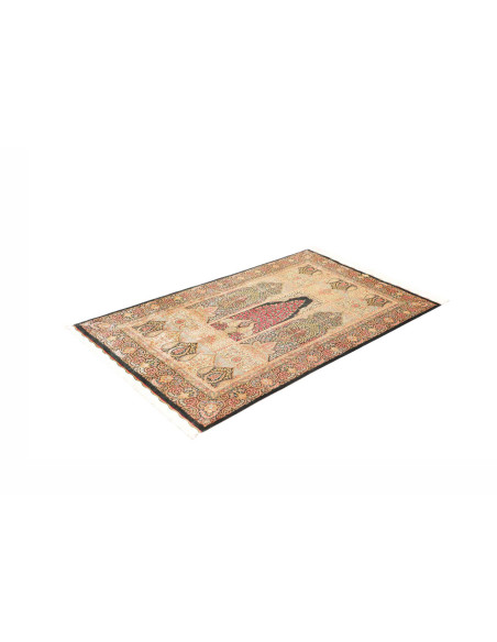 Rug Ghom Silk Persia 98x158 Black Beige Gold Te