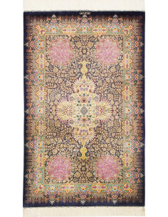 Rug Ghom Silk Persia 78x128 Night Blue Gold Pin