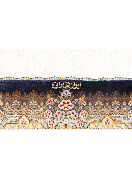 Rug Ghom Silk Persia 78x128 Night Blue Gold Pin