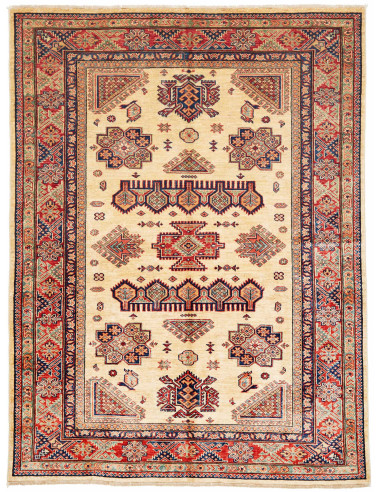 Rug Kazak Fine Pakistan 150x200 Cream Red Blue