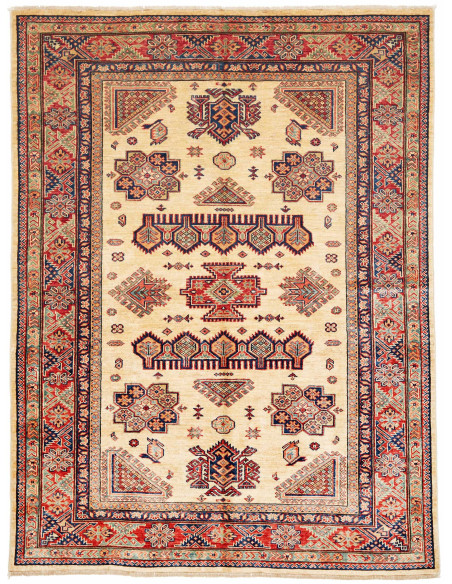 Rug Kazak Fine Pakistan 150x200 Cream Red Blue