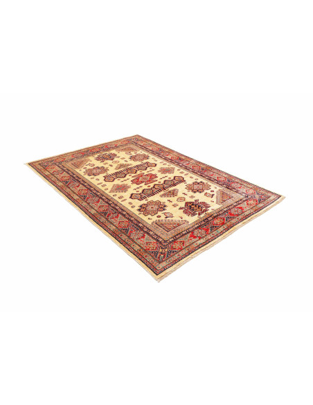 Rug Kazak Fine Pakistan 150x200 Cream Red Blue