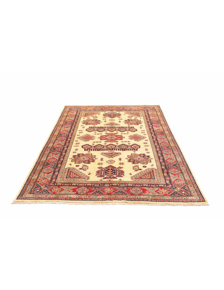 Rug Kazak Fine Pakistan 150x200 Cream Red Blue