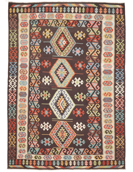 Tappeto Kilim Afghanistan 206x293 Marrone Scuro