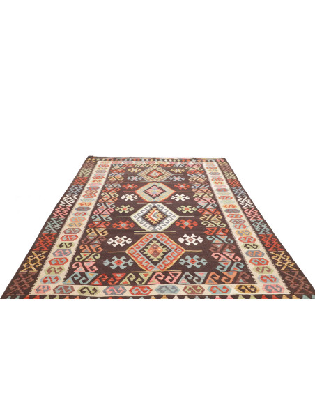 Tappeto Kilim Afghanistan 206x293 Marrone Scuro
