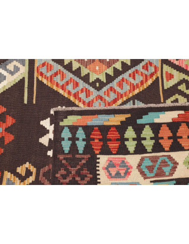 Tappeto Kilim Afghanistan 206x293 Marrone Scuro
