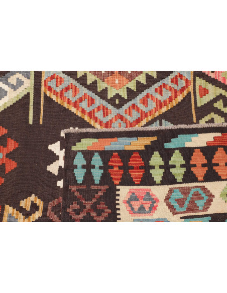 Tappeto Kilim Afghanistan 206x293 Marrone Scuro